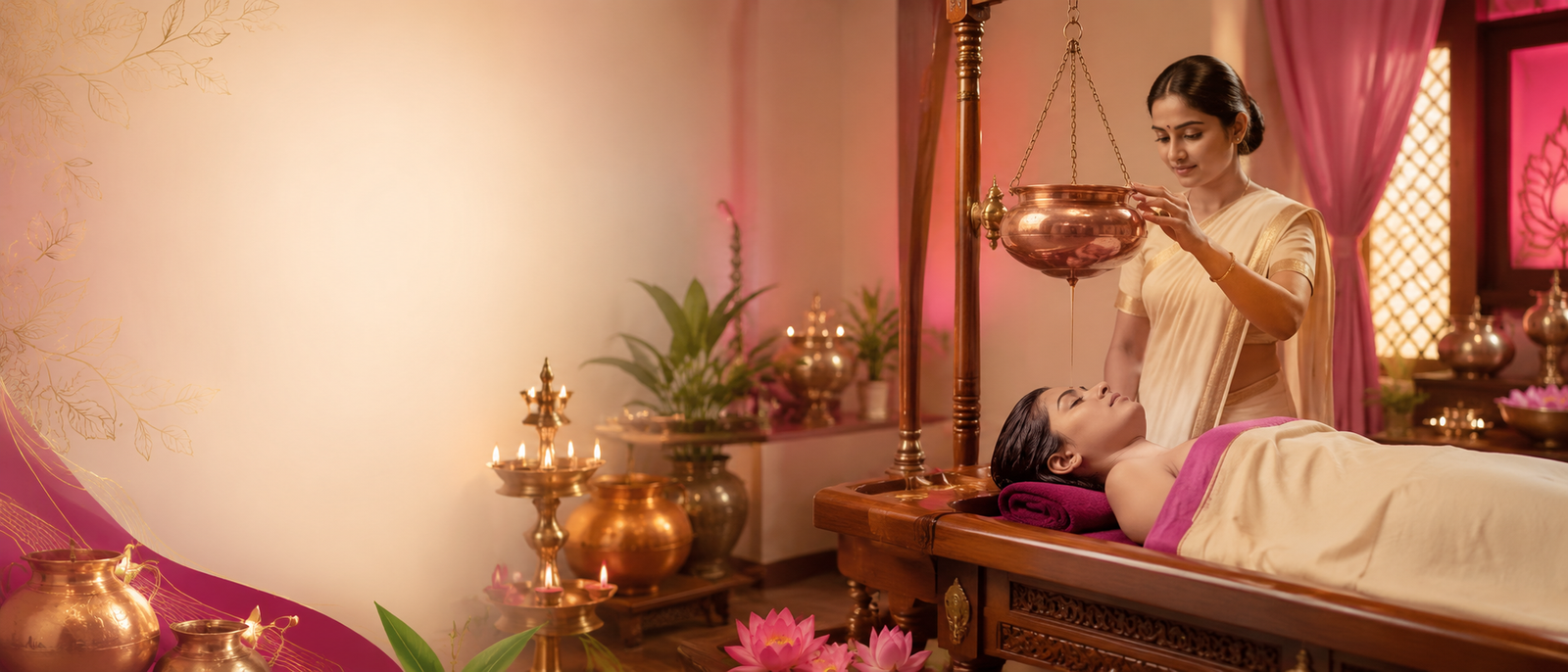 Panchakarma and Shirodhara inspired Ayurvedic treatment room